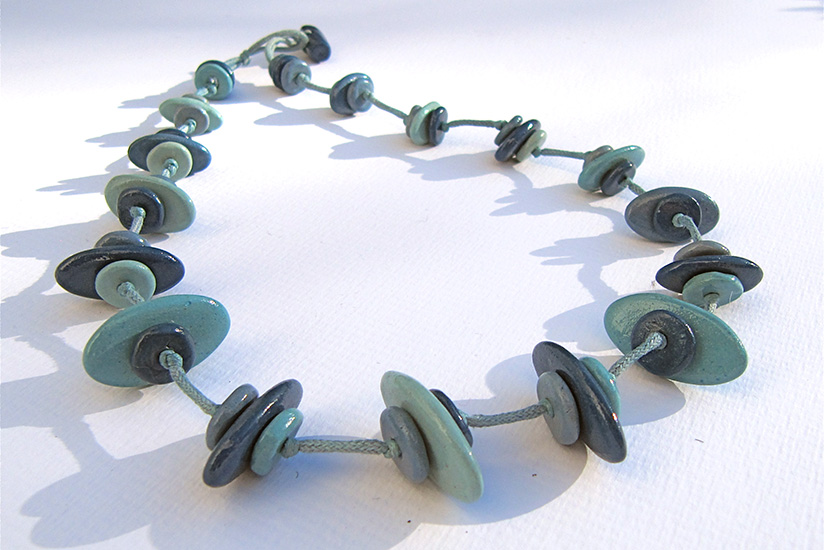Anne Cope Ceramic Elliptical Disc Necklaces